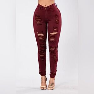 Fashion Nova Deep Red Denim